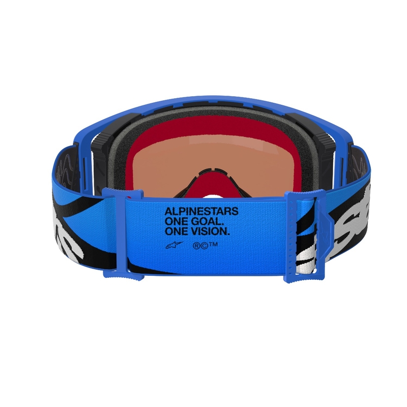Ochelari de motocross Alpinestars Supertech Stream albaștri cu lentilă oglindă albastră
