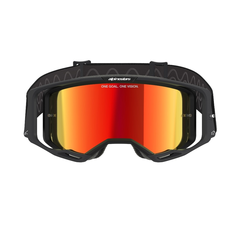 Ochelari de motocross Alpinestars Vision 8 Corp negri cu lentile roșii în oglindă