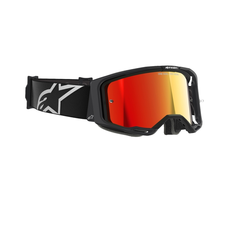 Ochelari de motocross Alpinestars Vision 8 Corp negri cu lentile roșii în oglindă