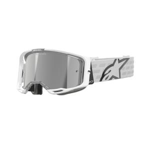 Ochelari de motocross Alpinestars Vision 8 Corp albi cu lentile argintie oglinda