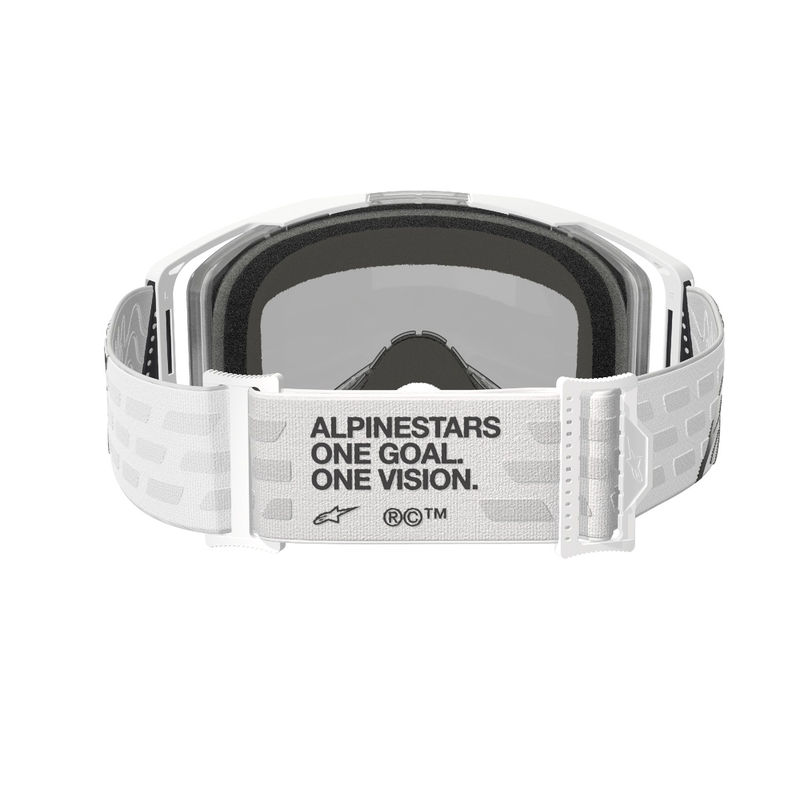 Ochelari de motocross Alpinestars Vision 8 Corp albi cu lentile argintie oglinda