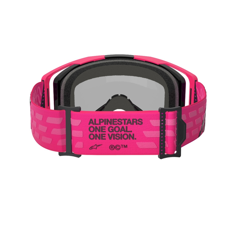 Ochelari de motocross Alpinestars Vision 8 Corp roz cu lentile roșii în oglindă