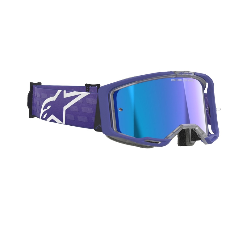 Ochelari de motocross Alpinestars Vision 8 Corp violet cu lentilă albastră în oglindă