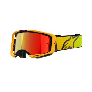 Ochelari de motocross Alpinestars Vision 8 Corp galben-roz cu lentile roșii în oglindă