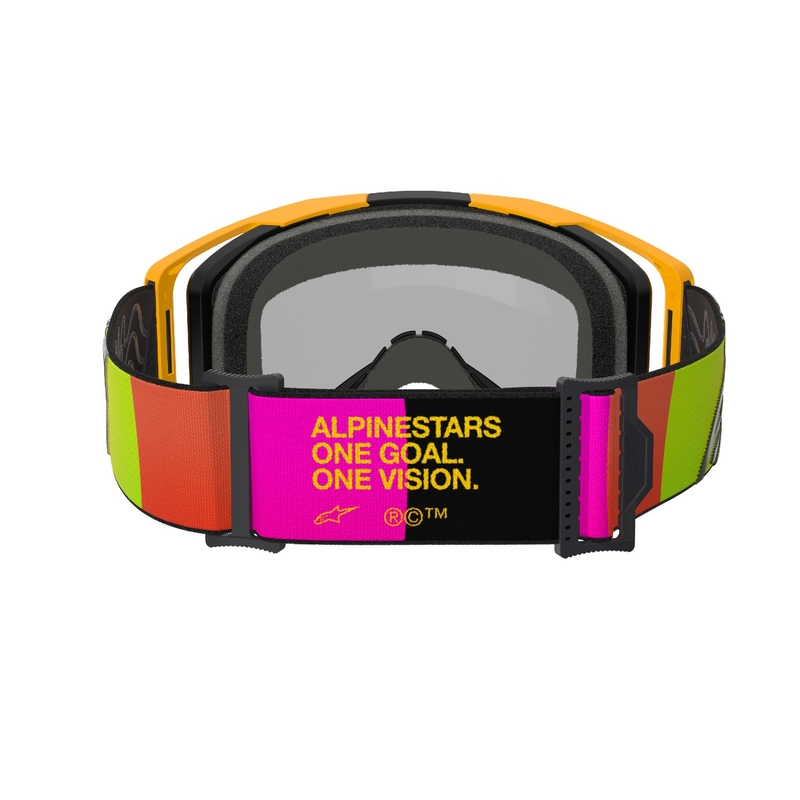 Ochelari de motocross Alpinestars Vision 8 Corp galben-roz cu lentile roșii în oglindă