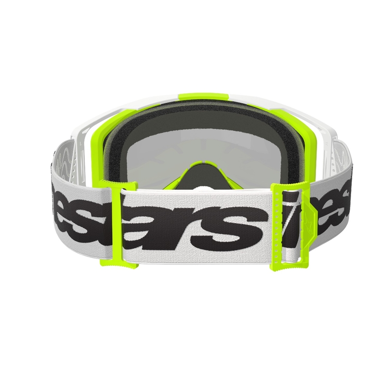 Ochelari de motocross Alpinestars Vision 8 Wordmark alb-galben fluor cu lentilă argintie oglindă