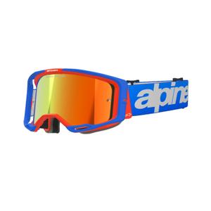 Ochelari de protecție de motocross Alpinestars Vision 8 Wordmark albastru-portocaliu cu lentilă roșie oglindă