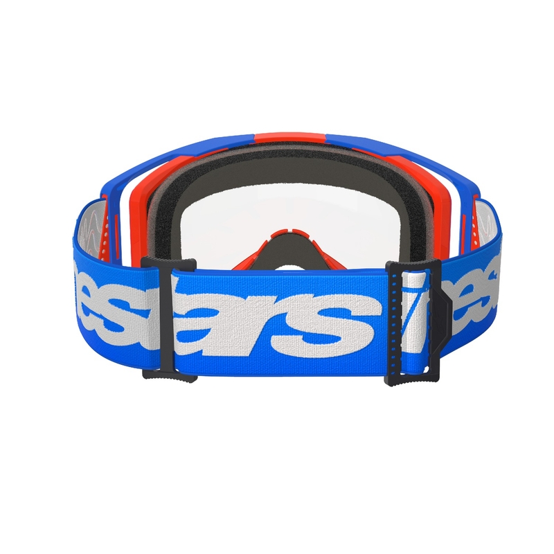Ochelari de motocross Alpinestars Vision 8 Wordmark albastru-portocaliu cu lentile transparente