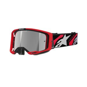 Ochelari de motocross Alpinestars Vision 8 Luar roșu-negru cu lentilă argintie în oglindă