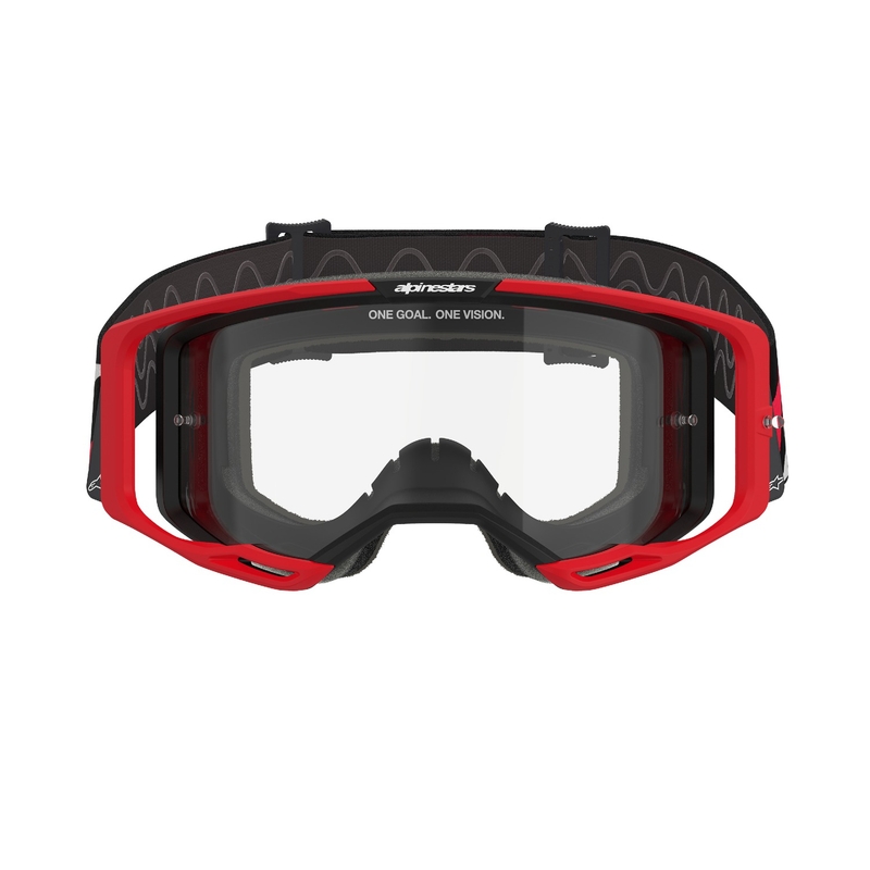 Ochelari de protecție de motocross Alpinestars Vision 8 Luar roșu-negru cu lentilă transparentă