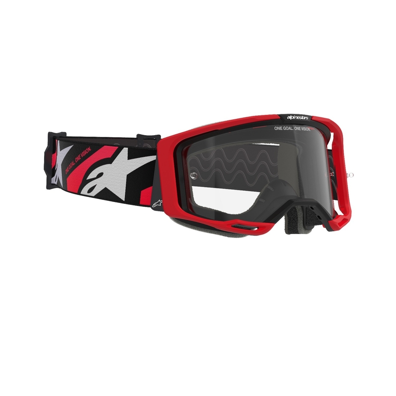 Ochelari de protecție de motocross Alpinestars Vision 8 Luar roșu-negru cu lentilă transparentă