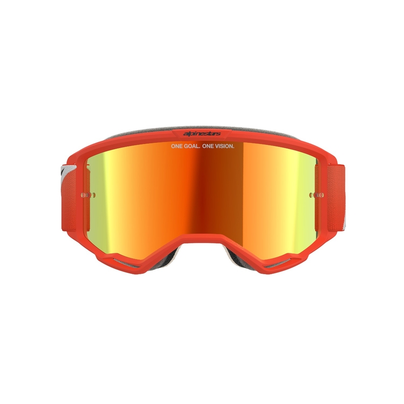 Ochelari de motocross Alpinestars Vision 5 Corp portocaliu cu lentile roșii în oglindă