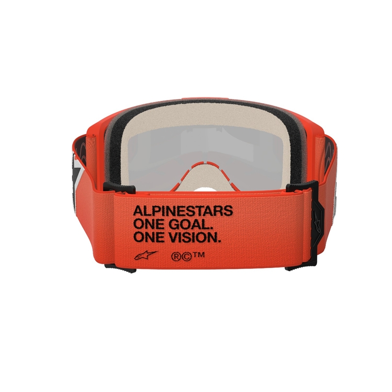 Ochelari de motocross Alpinestars Vision 5 Corp portocaliu cu lentile roșii în oglindă