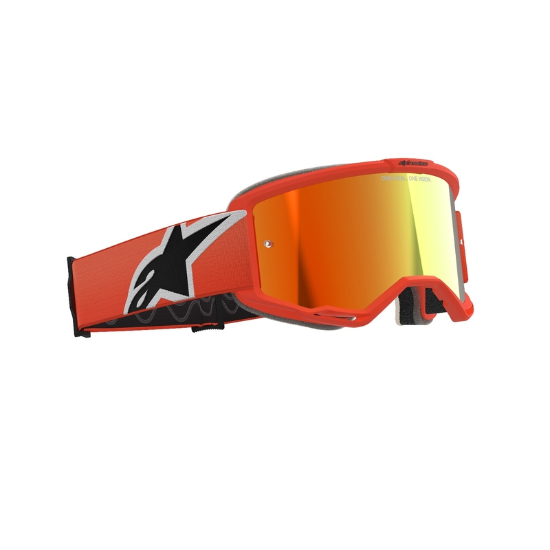 Ochelari de motocross Alpinestars Vision 5 Corp portocaliu cu lentile roșii în oglindă