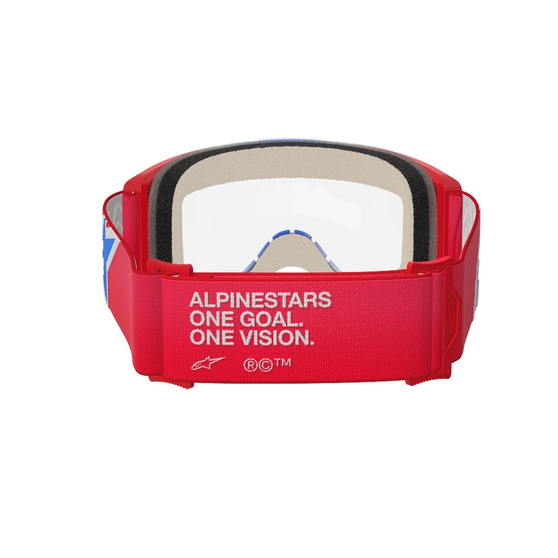 Ochelari de protecție de motocross Alpinestars Vision 5 Corp roșu-alb-albastru cu lentilă transparentă