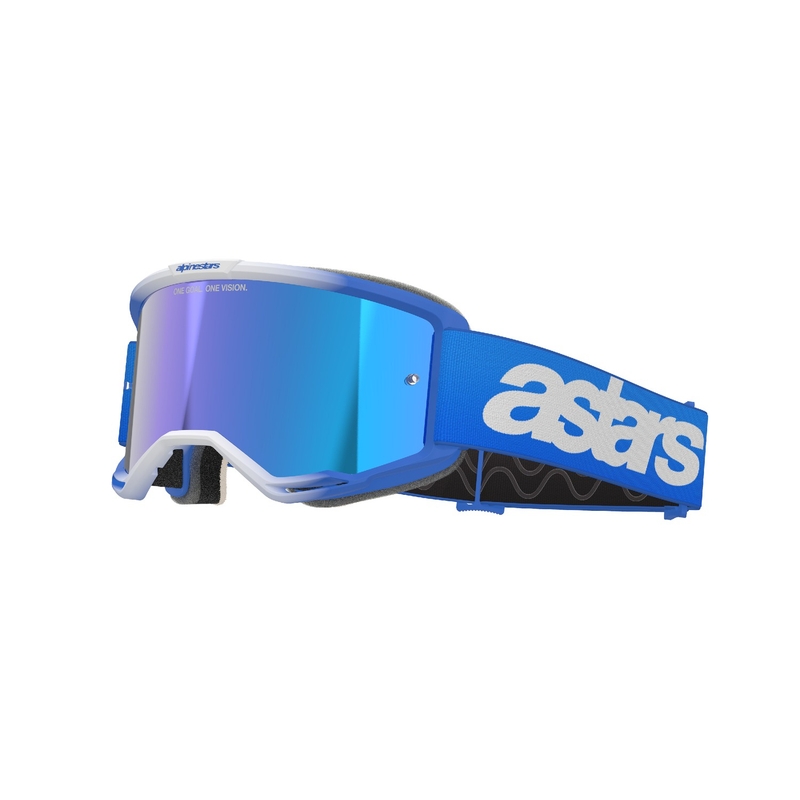 Ochelari de protecție Alpinestars Vision 5 Blaze Blue de motocross cu lentilă cu oglindă albastră