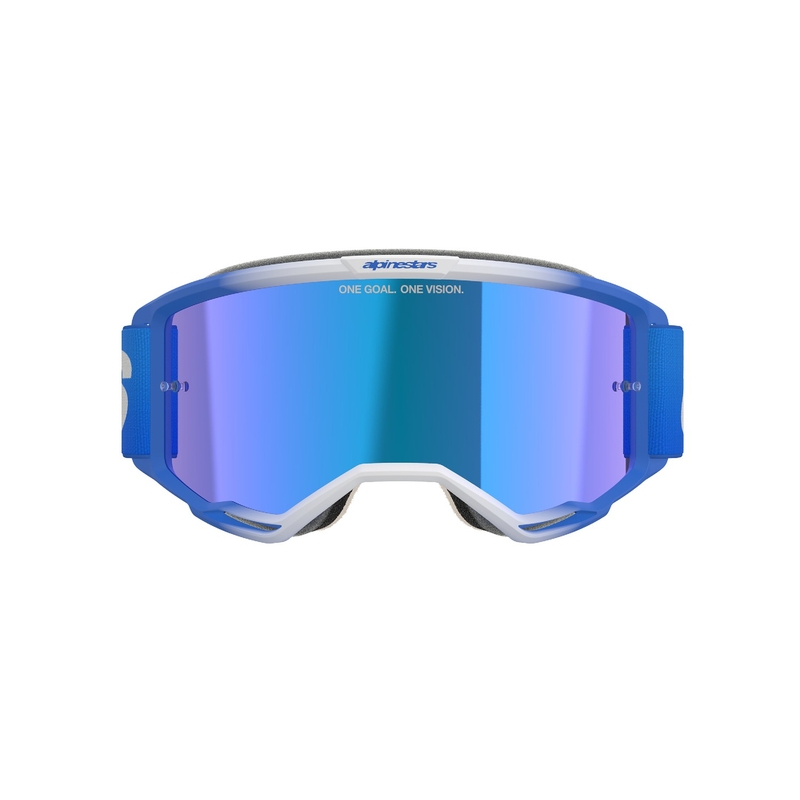 Ochelari de protecție Alpinestars Vision 5 Blaze Blue de motocross cu lentilă cu oglindă albastră