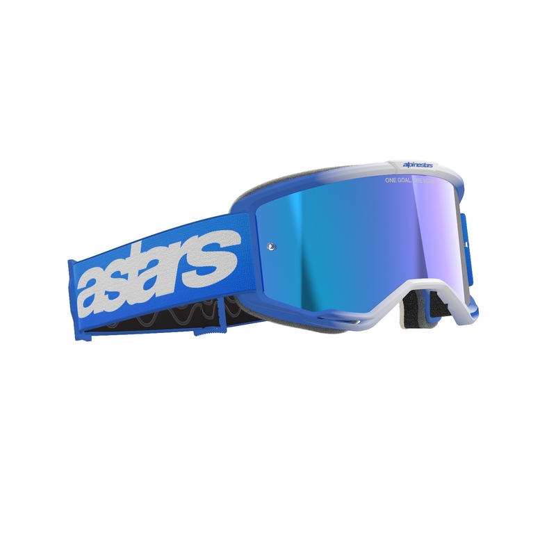 Ochelari de protecție Alpinestars Vision 5 Blaze Blue de motocross cu lentilă cu oglindă albastră