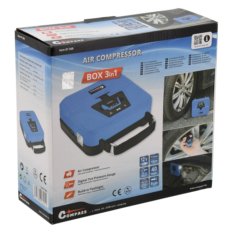 Compresor 12V BOX digital 3in1