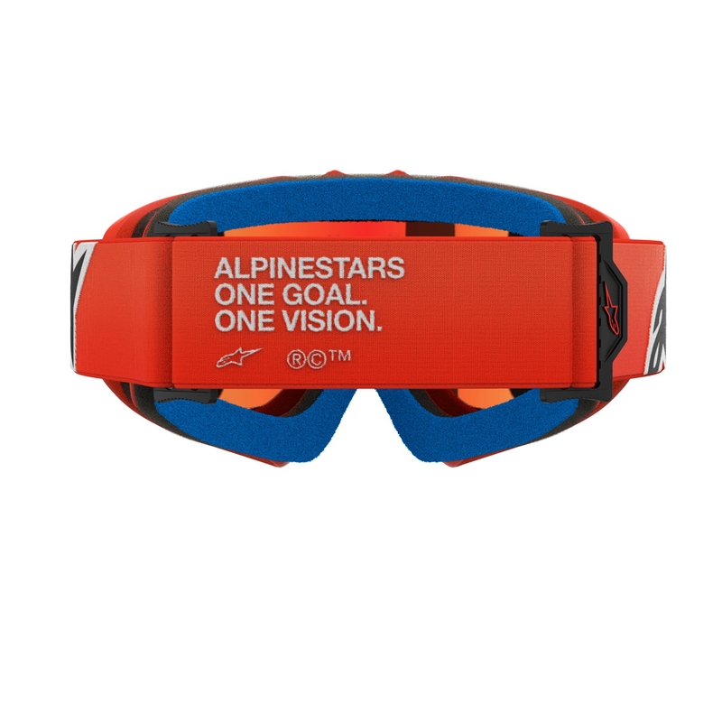 Ochelari de motocross pentru copii Alpinestars Vision Youth Corp portocaliu cu lentile roșii în oglindă