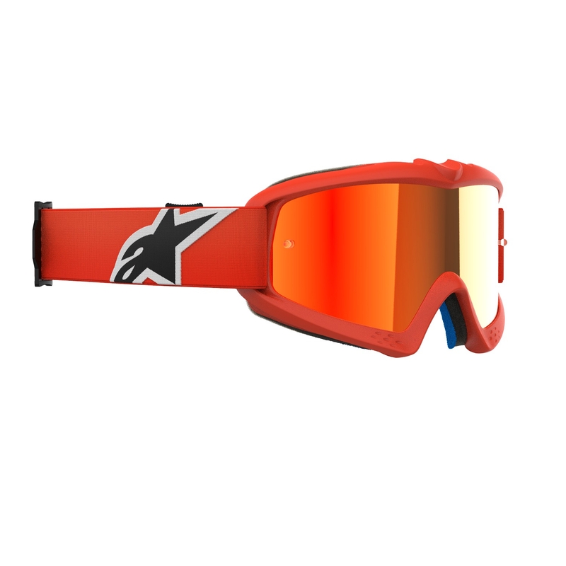 Ochelari de motocross pentru copii Alpinestars Vision Youth Corp portocaliu cu lentile roșii în oglindă