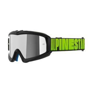 Ochelari de motocross Alpinestars Vision Youth Hollow pentru copii Negru-Antracit-Galben Fluo cu Lentila Argintie Oglinda