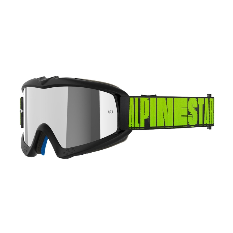 Ochelari de motocross Alpinestars Vision Youth Hollow pentru copii Negru-Antracit-Galben Fluo cu Lentila Argintie Oglinda
