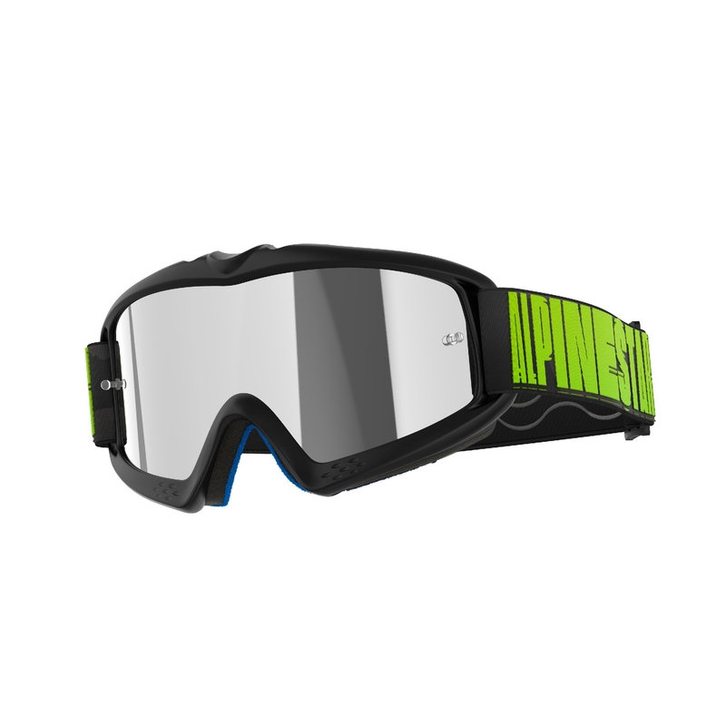 Ochelari de motocross Alpinestars Vision Youth Hollow pentru copii Negru-Antracit-Galben Fluo cu Lentila Argintie Oglinda