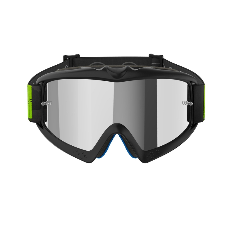 Ochelari de motocross Alpinestars Vision Youth Hollow pentru copii Negru-Antracit-Galben Fluo cu Lentila Argintie Oglinda