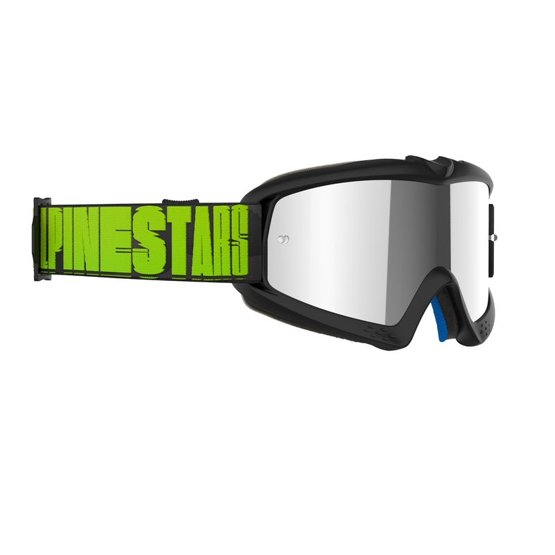 Ochelari de motocross Alpinestars Vision Youth Hollow pentru copii Negru-Antracit-Galben Fluo cu Lentila Argintie Oglinda