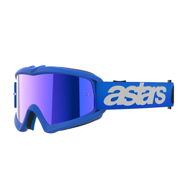 Ochelari de motocross pentru copii Alpinestars Vision Youth Blaze albaștri cu lentilă albastră în oglindă