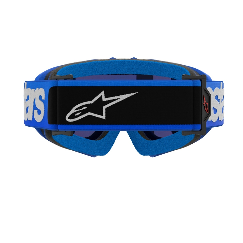 Ochelari de motocross pentru copii Alpinestars Vision Youth Blaze albaștri cu lentilă albastră în oglindă