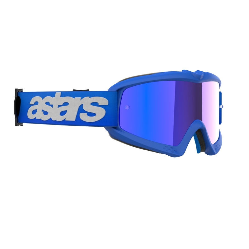 Ochelari de motocross pentru copii Alpinestars Vision Youth Blaze albaștri cu lentilă albastră în oglindă