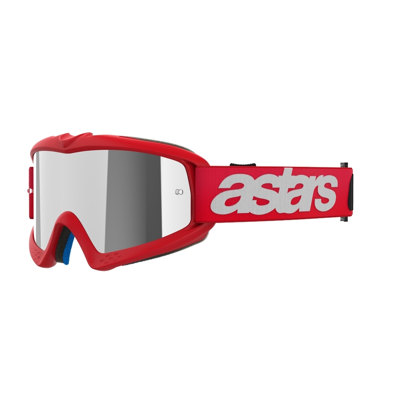 Ochelari de motocross Alpinestars Vision Youth Blaze Red cu lentile argintie cu oglinda