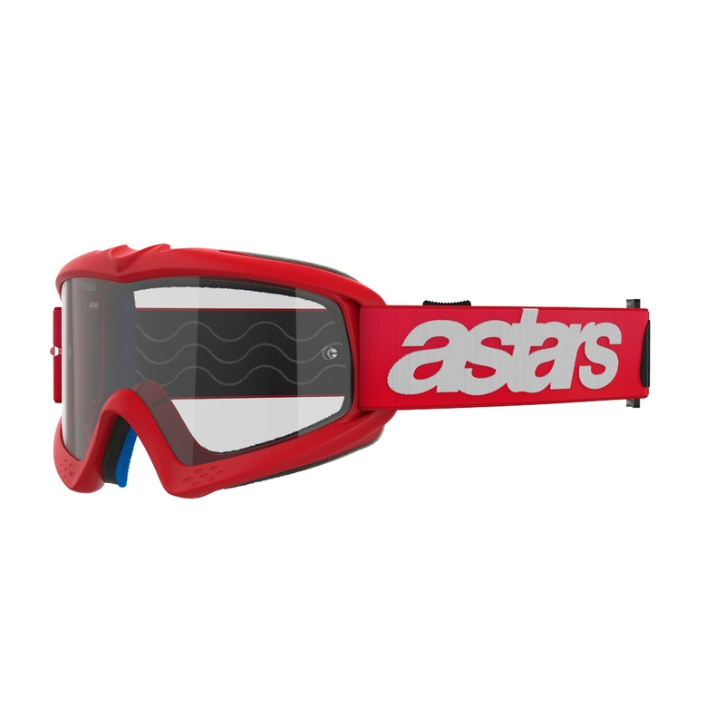 Ochelari de protecție roșii de motocross Alpinestars Vision Youth Blaze cu lentile transparente
