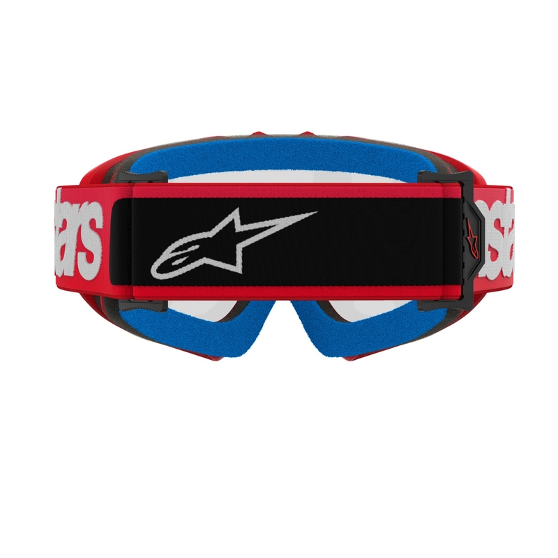 Ochelari de protecție roșii de motocross Alpinestars Vision Youth Blaze cu lentile transparente