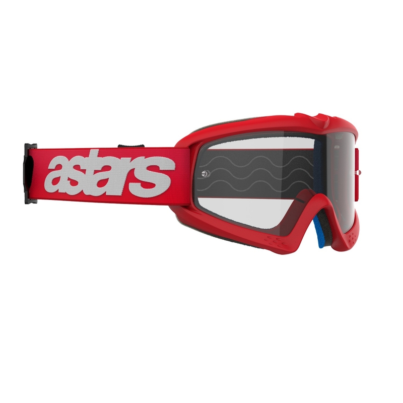 Ochelari de protecție roșii de motocross Alpinestars Vision Youth Blaze cu lentile transparente