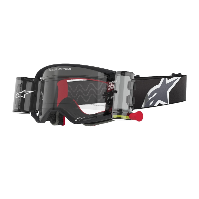 Ochelari de protecție Alpinestars Supertech Corp ROLL-OFF Wide Vision de motocross negru-gri cu lentilă transparentă