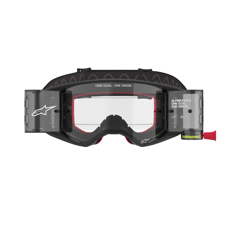 Ochelari de protecție Alpinestars Supertech Corp ROLL-OFF Wide Vision de motocross negru-gri cu lentilă transparentă