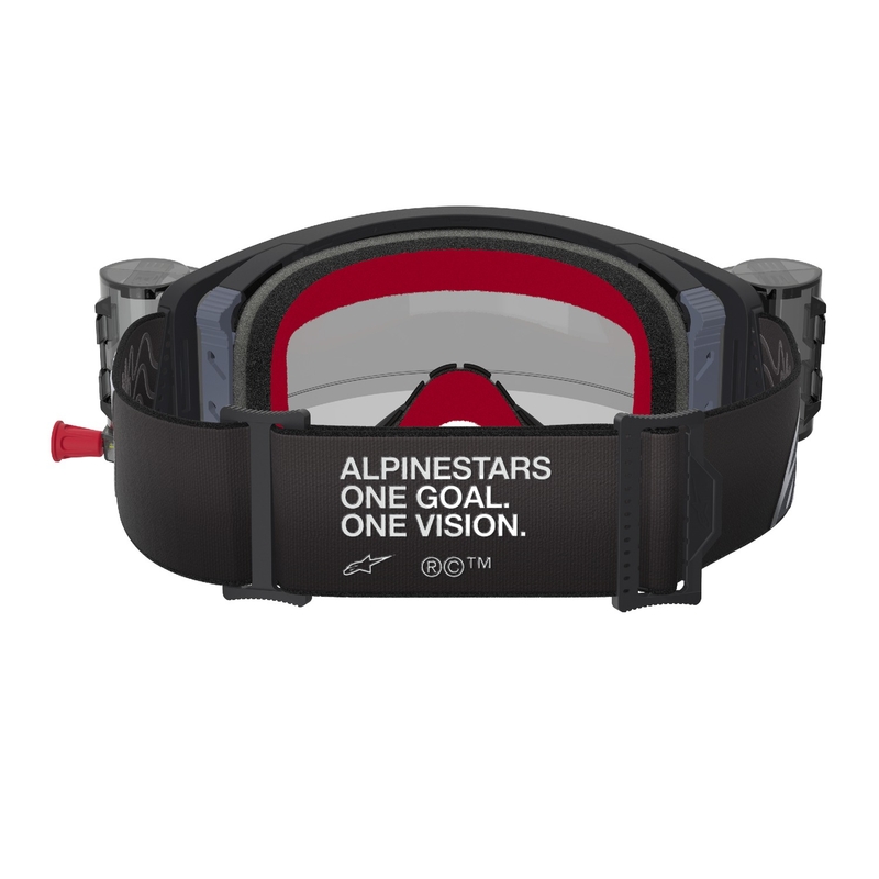 Ochelari de protecție Alpinestars Supertech Corp ROLL-OFF Wide Vision de motocross negru-gri cu lentilă transparentă