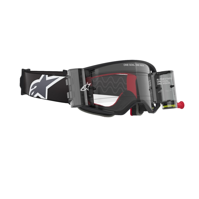 Ochelari de protecție Alpinestars Supertech Corp ROLL-OFF Wide Vision de motocross negru-gri cu lentilă transparentă
