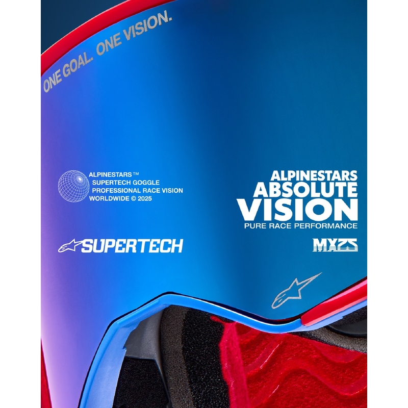 Ochelari de motocross Alpinestars Supertech Stream ROLL-OFF Wide Vision albaștri cu lentile transparente