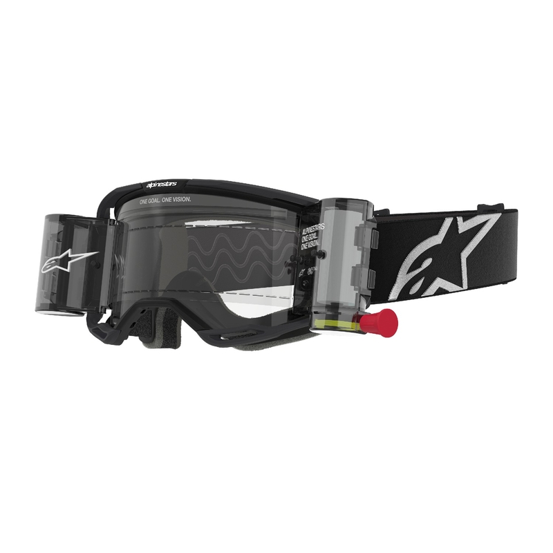 Ochelari de motocross Alpinestars Vision 8 Corp ROLL-OFF Wide Vision negri cu lentile transparente