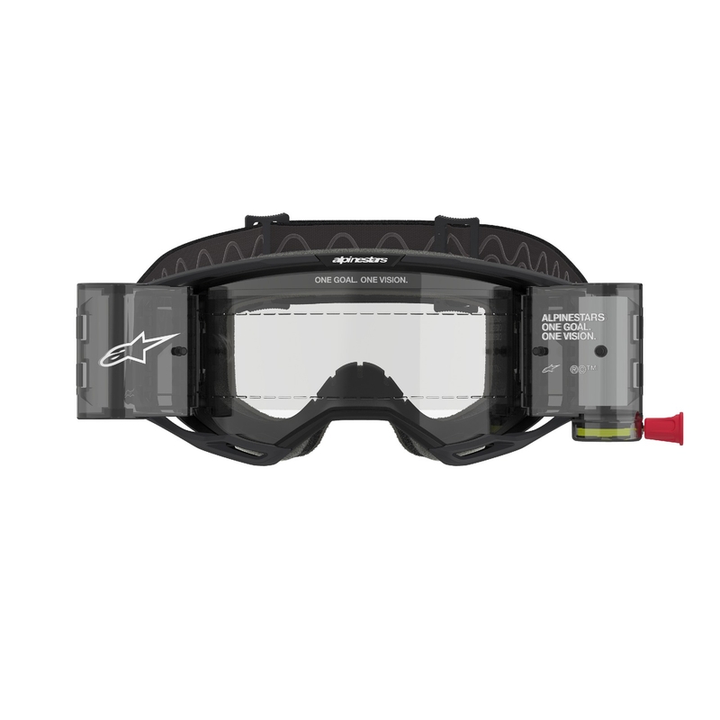 Ochelari de motocross Alpinestars Vision 8 Corp ROLL-OFF Wide Vision negri cu lentile transparente
