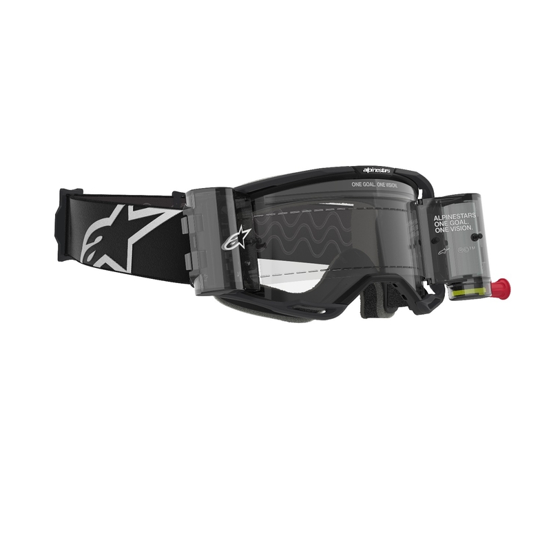 Ochelari de motocross Alpinestars Vision 8 Corp ROLL-OFF Wide Vision negri cu lentile transparente