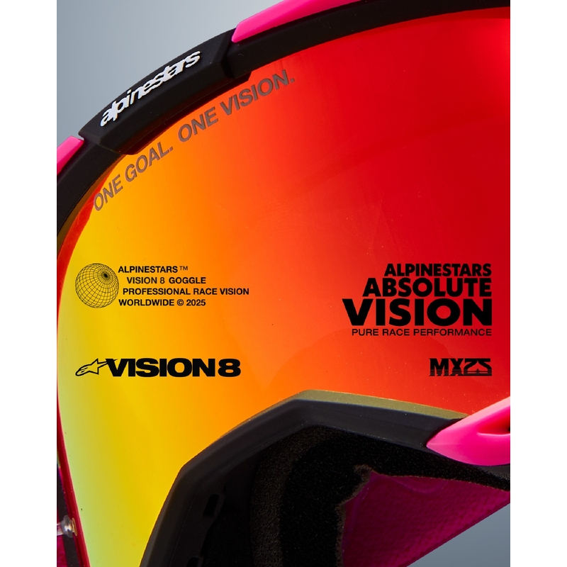 Ochelari de motocross Alpinestars Vision 8 Wordmark ROLL-OFF Wide Vision alb-galben fluo cu lentile transparente