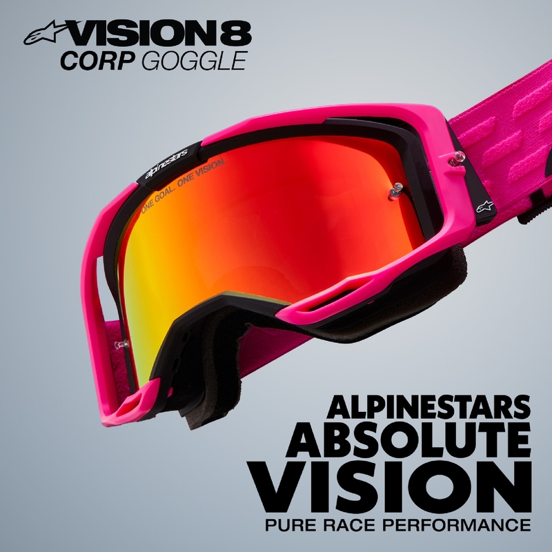 Ochelari de motocross Alpinestars Vision 8 Wordmark ROLL-OFF Wide Vision alb-galben fluo cu lentile transparente