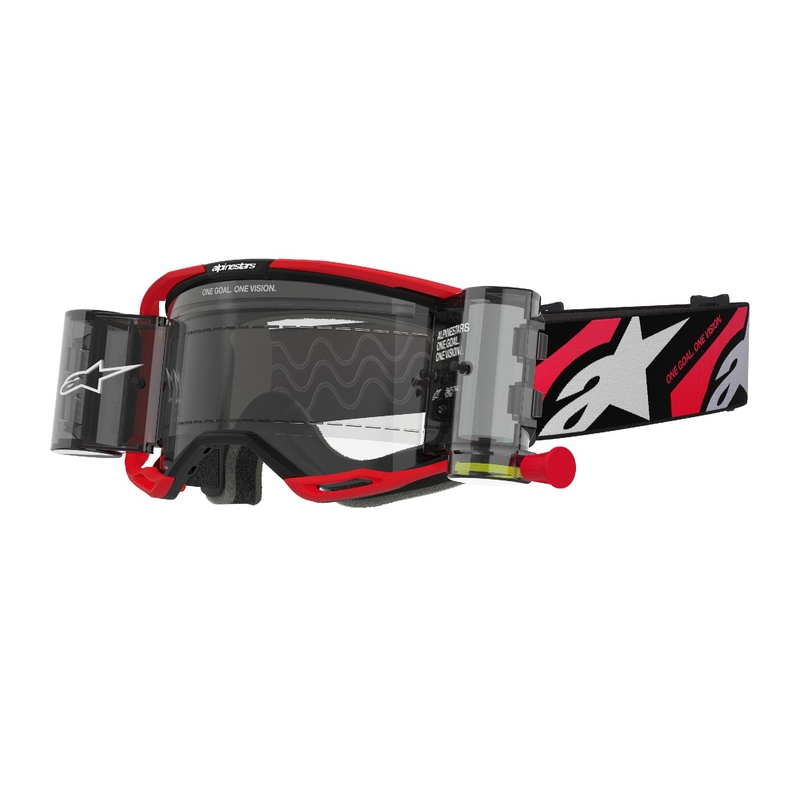 Ochelari de protecție Alpinestars Vision 8 Luar ROLL-OFF Wide Vision pentru motocross roșu-negru cu lentilă transparentă