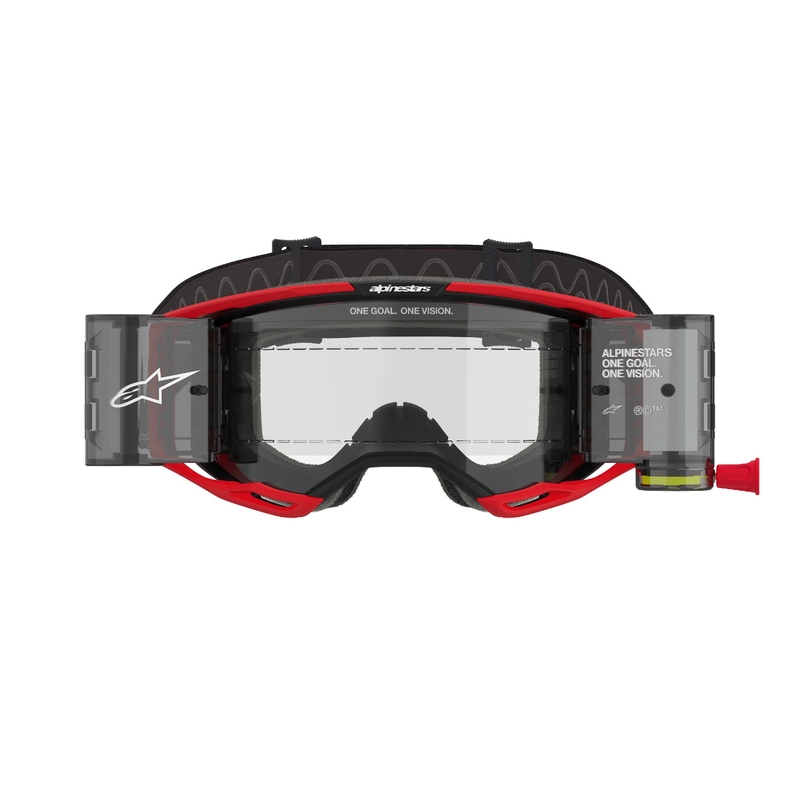 Ochelari de protecție Alpinestars Vision 8 Luar ROLL-OFF Wide Vision pentru motocross roșu-negru cu lentilă transparentă