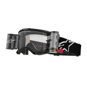 Ochelari de protecție pentru motocross Alpinestars Vision 5 Corp ROLL-OFF Wide Vision negri cu lentilă transparentă